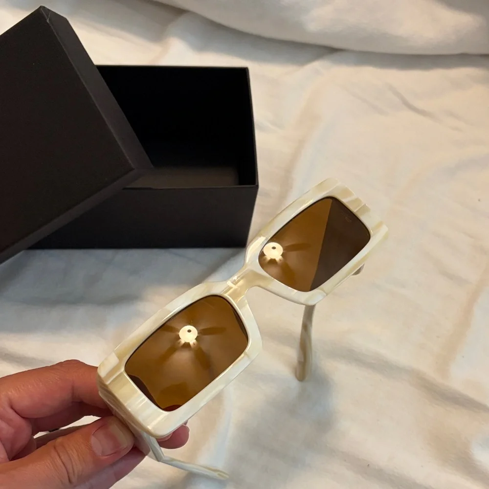 Dolce & Gabbana Cream Frame Sunglasses with Brown Lenses